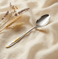 Cuillère en acier inoxydable 410 durable, poli miroir, avec manche classique gaufré, couverts métalliques pour restaurants, hôtels, vente en gros
