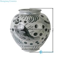 RXEL12-H Vente en gros Nouveau vase décoratif en céramique peint à la main avec des motifs de poissons et d'algues, grand format, sans couvercle