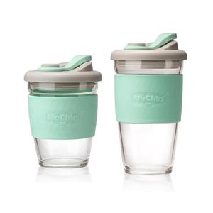 Tasse à café en verre borosilicate de qualité supérieure de 12 oz, avec couvercles en plastique anti-fuite, manchon en silicone, compatible micro-ondes, vente en gros - Product Image 1