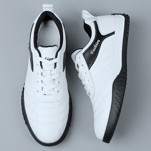 Men's <b>White</b> Breathable Casual Sneakers Low <b>Heel</b> Soft Sole Walking Shoes Fashion Sport Style Front Laces Solid Color - Product Image 2