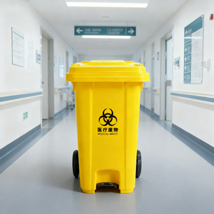 Bệnh viện hình chữ nhật nhựa bánh Thùng rác có thể có nắp đậy-chất thải y tế lưu trữ xô (HDPE thân thiện với môi & mạnh mẽ) - Product Image 5