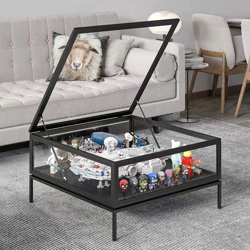 Vendite calde home storage cabinet tavolo da tè in vetro temperato piccola famiglia soggiorno storage mobile TV modello tavolo giocattolo