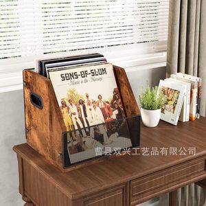 Wooden Record Rack Desktop Vinyl Album Storage <b>Box</b> CD Display Rack With Mesh Front For <b>Music</b> Collection Organization - Product Image 3
