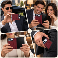 Étui de téléphone Apple DUO en cuir PU grainé Pandora, avec support magnétique et chargement sans fil, anti-chute, personnalisé, directement de l'usine OEM/ODM
