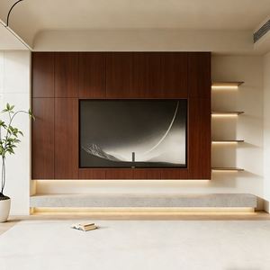 BALOM Custom Nordic Minimalist Solid Wood TV Cabinet <b>Storage</b> Console Long <b>Bench</b> Media Unit with Open Shelves for Living Room - Product Image 5