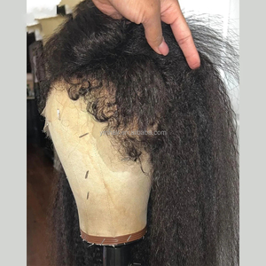 Yaki Kinky Edges Peluca de cabello rizado para bebé 13x6 Peluca frontal de encaje HD transparente Pelucas de cabello humano con frente de encaje recto rizado - Product Image 2