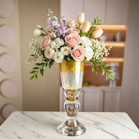 Vase en cristal pour table à manger, en verre transparent, K9, carré à facettes, style Art Déco, fait main, pour entrée, chambre, bureau, mariage, banquet