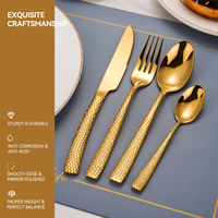 Ensemble de couverts martelés en acier inoxydable pour mariage, couteau, cuillère et fourchette – Vente chaude