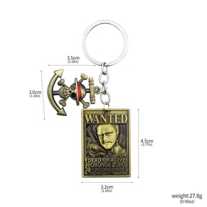 Dibujos animados Anime 1 pieza Luffy Zoro Wanted Charm llavero sombrero de paja Ace Sanji llavero de Metal - Product Image 6