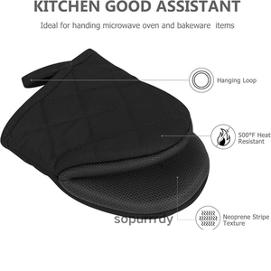Gants de four personnalisés avec logo, gants de cuisine courts résistants à la chaleur, gants de four lavables en machine, gants de cuisson - Product Image 3