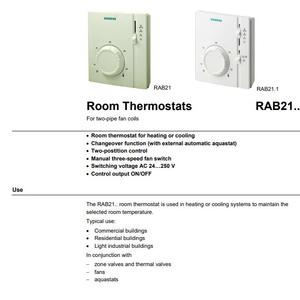 Thermostat d'ambiance avec interrupteur manuel pour mode chauffage ou refroidissement et fonction ventilateur RAB21 - Product Image 4