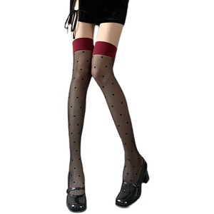 Black Polka Dot Stockings 5D Ultra Thin Transparent Women's Mid Calf Shaping Tights - Product Image 5