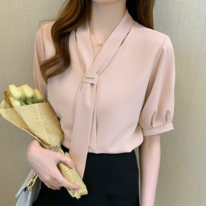 <span class=keywords><strong>Camicetta</strong></span> Estiva a <span class=keywords><strong>Maniche</strong></span> <span class=keywords><strong>Corte</strong></span> da Donna, Blusa <span class=keywords><strong>Bianca</strong></span> in Chiffon con Scollo a V, Moda 2025 - Product Image 5