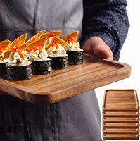 Plateau de service personnalisé avec logo, en bois d'acacia écologique, fait main, durable, gravé, 8 pouces carré, pour les plats et les collations de fête