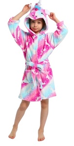 Peignoirs en flanelle pour filles <span class=keywords><strong>Peignoir</strong></span> pour enfants au genou avec capuche licorne en gros Tissu tissé - Product Image 4