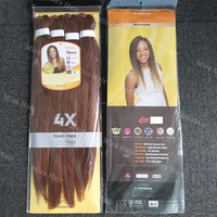 Vente en gros de cheveux synthétiques de marque privée de qualité tactile en vrac extension de texture Yaki synthétique 4 faisceaux de cheveux crochet résistants à la chaleur