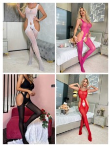 Lencería Erótica 2025 Temptation para Mujer, Body de Seda Sexy con Aberturas en los Cuatro Lados, Medias sin Entrepierna, para Chicas Maduras - Product Image 2