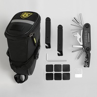 Kit de réparation de vélo multi-outils portable avec mini pompe, sacoche de selle en alliage + PVC + toile pour vélos de route/de montagne