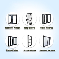 Portes et fenêtres modernes verticales insonorisées en alliage d'aluminium et verre, double vitrage trempé, battantes, anti-corrosion, pour extérieur