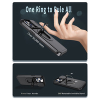 Nouveauté pour iPhone 15/15 Pro/16/16 Pro/16 Plus/16 Pro Max, coque de téléphone portable hybride TPU + PC avec protection d'objectif coulissant