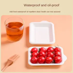 ชุดจานทรงสี่เหลี่ยม21ชิ้นทำจากวัสดุชานอ้อยแบบใช้แล้วทิ้งแบรนด์เค้กของ Keke สำหรับงานปาร์ตี้ - Product Image 2