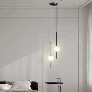 Bola de vidro simples pingente de luzes nórdicas, quarto, lâmpada longa suspensa, moderna, decoração de restaurante