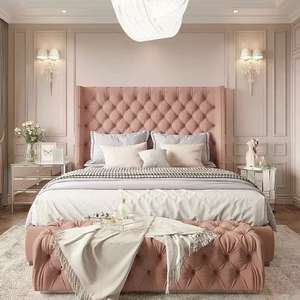 Juego de Dormitorio Moderno Minimalista de Lujo con Cama King de Terciopelo, Tapizado de Alta Calidad para Dormitorios Principales de Hotel/Villa - Product Image 2