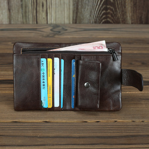 Logo personnalisé Vintage Top Grain peau de vache hommes sac à main rétro court en <span class=keywords><strong>cuir</strong></span> véritable dames multi-fentes doux <span class=keywords><strong>portefeuille</strong></span> pour femmes - Product Image 4