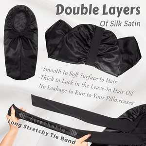 <span class=keywords><strong>Bonnet</strong></span> en satin de haute qualité, best-seller, avec long lien élastique, grande taille, pour le soin des cheveux, pour dormir, à usage domestique - Product Image 4