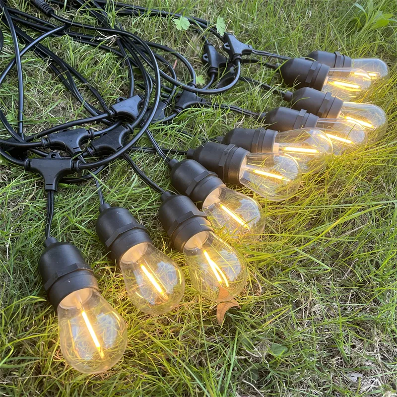 E26 corda de luz S14 lâmpada cabo resistente lâmpadas vintage ao ar livre cordas IP65 à prova d'água ao ar livre luz led corda