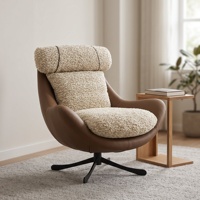 Fauteuil d'appoint pivotant à 360°, fauteuil lounge en tissu et cuir PU, fauteuil de loisirs ergonomique à dossier haut pour salon, villa