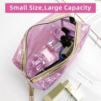 Sac de maquillage coloré tendance, grande capacité, trousse de toilette transparente, pochette portable légère, sac cosmétique transparent pour fille