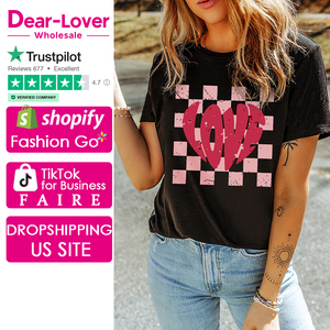 Abbigliamento donna caro-amante amore magliette grafiche <span class=keywords><strong>a</strong></span> <span class=keywords><strong>quadretti</strong></span> di San Valentino - Product Image 1