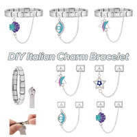 Bracelet à breloques italiennes multifonctionnel en acier inoxydable, module créatif DIY, double accessoire de bijouterie pour enfants