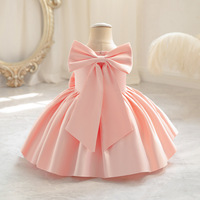 Robe de princesse sans manches pour filles avec nœud décoratif, idéale pour le 1er anniversaire, demoiselle d'honneur, mariage ou spectacle
