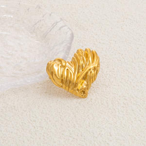 Heart-Shaped Gold Plated Stainless Steel <b>Rings</b> Unisex Jewelry Gift Fashion Accessory Yiwu Origin Geometric Design JZ21211 21214 - Product Image 2