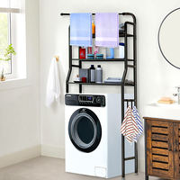 Vente en gros de support pour machine à laver et salle de bain étagère de rangement en métal pour la maison étagère de rangement pour vêtements à trois niveaux pour salle de bain