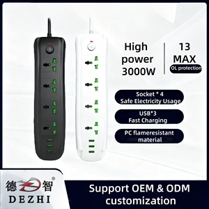 US UK EU cắm tiêu chuẩn quá tải bảo vệ ổ cắm điện 2m dây mở rộng <span class=keywords><strong>4</strong></span> cách <span class=keywords><strong>4</strong></span> cửa hàng 3 cổng USB Power Strip - Product Image 2