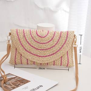 Bolso de Mano de Paja Tejido a Mano para Mujer, Bolso Tipo Sobre Bohemio para la Playa con Correa Cruzada Desmontable, Cartera Tejida de Moda de Verano - Product Image 5