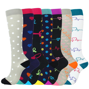 Chaussettes de compression sportives décontractées pour activités de plein air, hauteur genou, longues, élastiques, à pression, pour la course, la randonnée et le fitness - Product Image 3