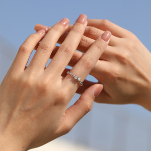 S925 Sterling Silver Elastic Beaded <b>Ring</b> Double Cushion Zircon <b>Stretch</b> Adjustable Finger <b>Ring</b> Stackable Jewelry For Women - Product Image 4