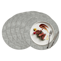 Sets de table gris en similicuir, imperméables, résistants à la chaleur, antidérapants, lavables et essuyables en vinyle pour table à manger