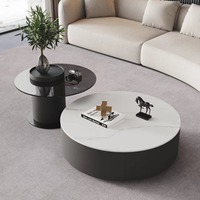Drehbarer Wohnzimmer-Couchtisch Hochwertiger Aufbewahrungstisch Italienischer Teetisch mit Beistelltisch Minimalistisches Möbelset