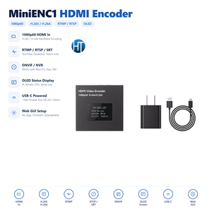 ตัวเข้ารหัส HT MiniENC1 TinyENC1 1080P60 H.265 ฮาร์ดแวร์วิดีโอเอนโค้ดเดอร์ รองรับ RTMP RTSP สำหรับการส่งสัญญาณวิดีโอแบบสด - Product Image 1
