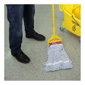 Tête de balai serpillère en microfibre Boardwalk, grande, motif rectangulaire blanc/bleu, 12/carton, en tissu large de rayonne/polyester pour finition de sol - Product Image 5