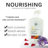 Gel douche pour le corps apaisant au lait de chèvre calendula rose lavande marque distributeur OEM