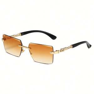 Lunettes de soleil rectangulaires rétro tendance 2025 avec logo personnalisé, sans monture, UV400, pour hommes et femmes - Product Image 5