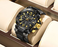 Montre de sport pour homme FB0033 à double affichage, lumineuse, étanche 5 ATM, bracelet en silicone, montre-bracelet analogique-numérique décontractée pour homme, vente en gros