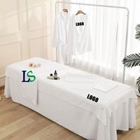 Ensemble de serviettes en microfibre douce avec logo personnalisé pour salon de beauté, spa, massage, enveloppement corporel, robe de client, logo personnalisable, ensemble de serviettes de bain et de lit