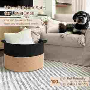 Large Cotton Rope Blanket Basket 22" X 22" X 14" Woven Rope Bin for Storage Kids Dog Toy Storage <b>Box</b> Organizer Bins - Product Image 5